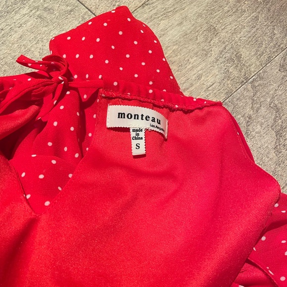 Monteau size small red and white polka dot dress - Picture 3 of 7
